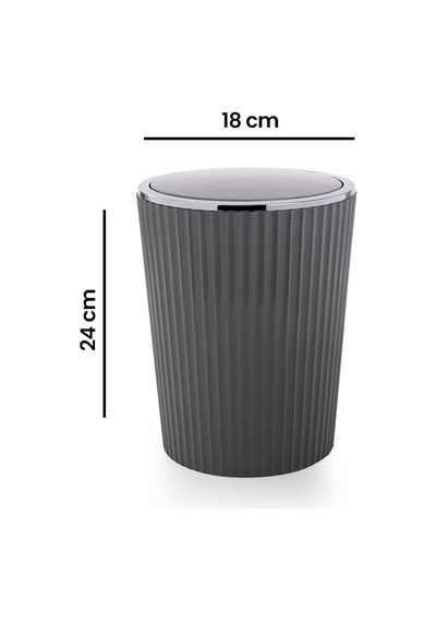 Primanovaa Nely Krom Kaplama Banyo Çöp Kovası - Gri - 6 Lt Çok Renkli