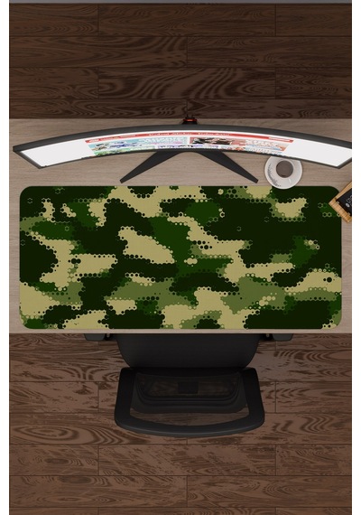 Kamuflaj Kaymaz Dikişli Kauçuk Oyuncu Mousepad V1 - 90x40 Xxl Gaming Mouse Pad Fare Altlığı