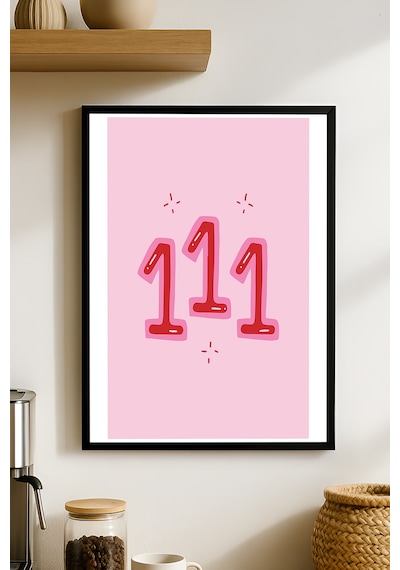 111 Aldım Kabul Ettim Doğal Ahşap Çerçeveli Poster, Dekoratif Şans Duvar Tablosu