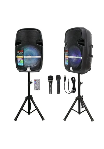 Hoparlör Seti 900w Bluetooth Şarjlı Işıklı Part Box +2 Mikrofon