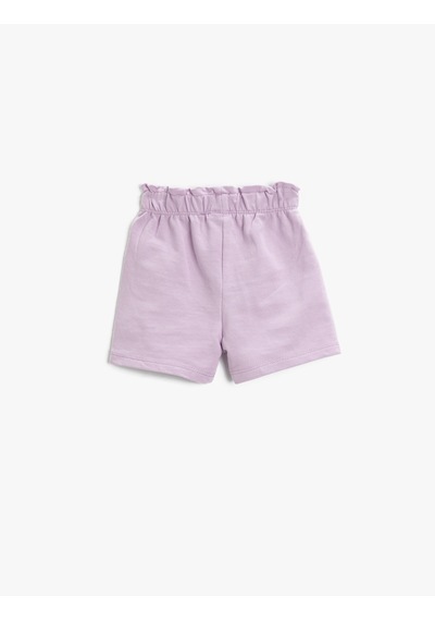 Koton Basic Şort Beli Lastikli İşleme Detaylı Pamuklu Lila 3smg40076ak Lila