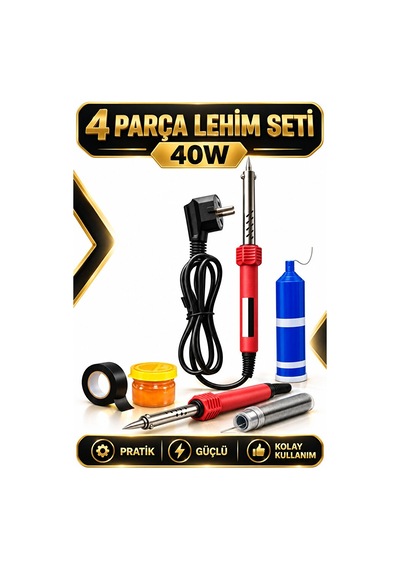 4'lü Lehim Makinesı Seti 40w Havya Kalemi Tel Lehim Pastası Elekt