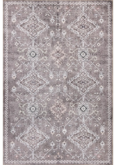 Artloop Stonart Eskitme Vintage Desenli Kahverengi Otantik Yıkanabilir Şönil Halı Al 463 Kahverengi 6