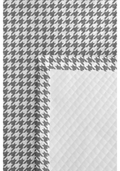 Gri Geometrik Genç Odası Tek Kişilik Pike Takımı - Modern Kazayağı 160x220 Cm Kapitone Yatak Örtüsü Turuncu