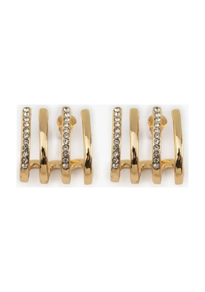 Lunarie Altın Zirkon Çoklu Bar Ear Climber And Cuff Seti Küpe
