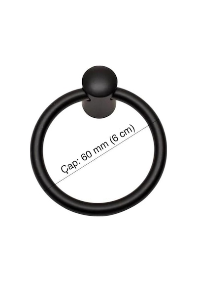 Halka Sarkaç Mobilya Kulpu - Tek Vidalı - 60 Mm Mat Siyah Dolap Ve Çekmece Kulpu Mat Siyah