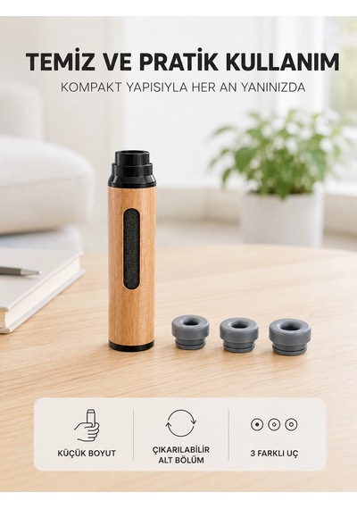 Ahşap Görünümlü Mini Küllük Taşınabilir Kompakt Tasarım 3 Farklı Uç Seçeneği