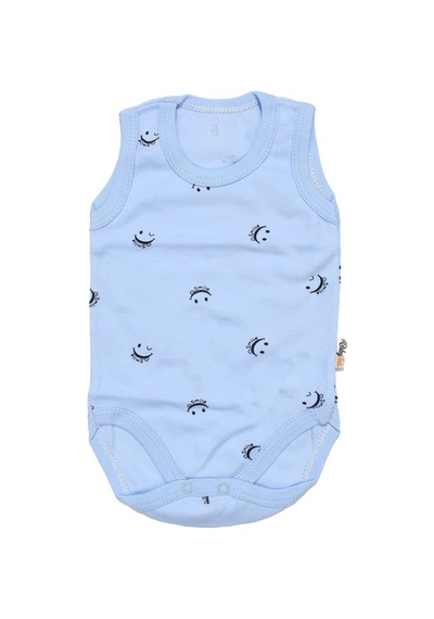 Bebegen Unisex Mavi Gülücük Baskılı Askılı Zıbın Çok Renkli