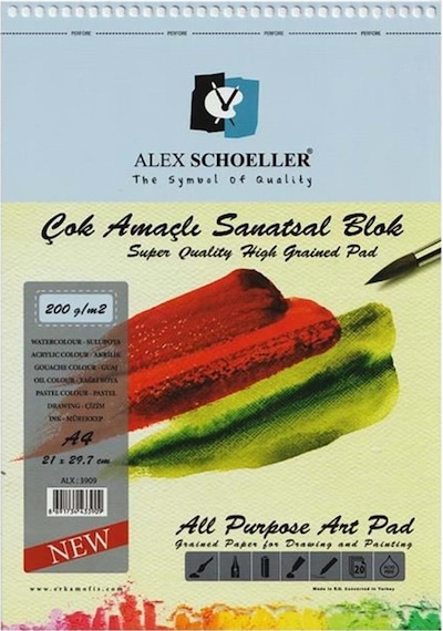 Alex Schoeller A4 200 Gr. 20 Yp. Spiralli Çok Amaçlı Sanatsal Blo
