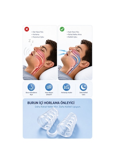 Silikon Burun Açıcı Horlama Önleyici Burun Genişletici Rahat Nefes Aparatı 3 Çift