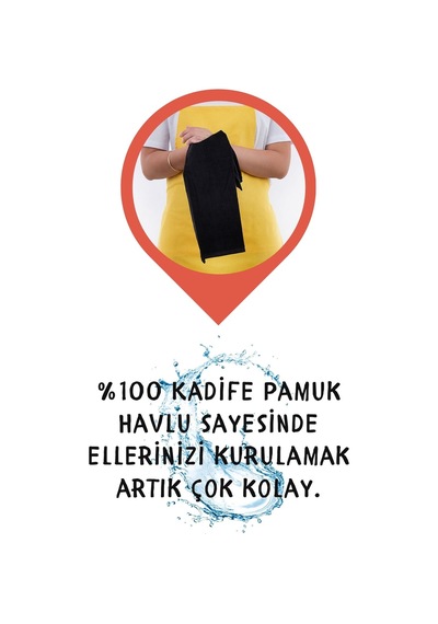 Star Ayar Askılı Havlulu Mutfak Önlüğü Seti Havlulu Önlük Sarı-siyah