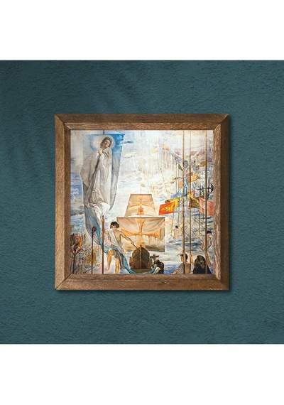 Pinecone Salvador Dalí Amerika Nın Kristof Kolomb Tarafından Keşfi Taş Duvar Tablosu Ahşap Çerçeveli Duvar Dekoru Wall Art 25x25cm W1-305