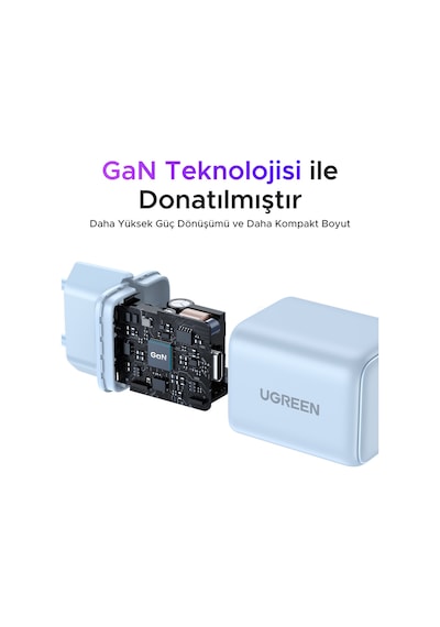 Ugreen 20w Gan Hızlı Şarj Cihazı Type-c Qc Pd 1xusb-c, Mavi, 55555