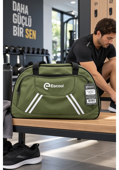 Fitilli Spor Ve Seyahat Çantası Haki 2 Gözlü 38x62x20 Cm Günlük Kullanım Çok Renkli