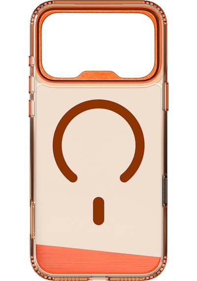 Apple Uyumlu iPhone 17 Pro Kılıf M-safeli Airbagli O-ring Şeffaf Kajsa Trans Alüminyum Shield Kapak Turuncu Turuncu