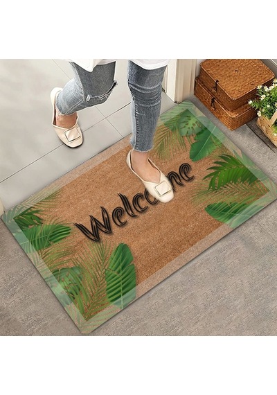 Valerine Life Beyaz Çerçeveli Palmiye Yaprakları Welcome Kapı Önü Paspası 45 x 70 CM