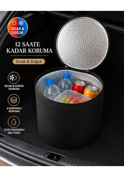 Termos Çanta Isı Yalıtımlı Soğuk Sıcak Tutucu Piknik Kamp Plaj Yiyecek İçecek Taşıma Çantası 20 Litre Siyah