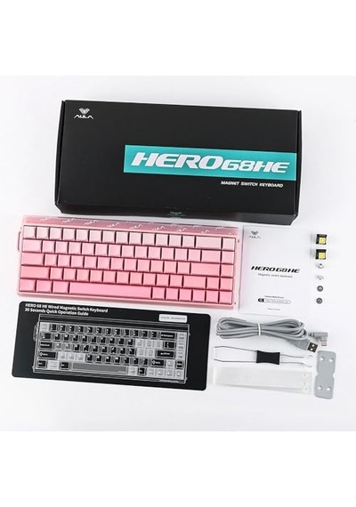 Hero 68 He Manyetik Klavye Trigger Switch 8000hz Rgb Neon Tkl Hot Swap Oyuncu Klavyesi Pembe