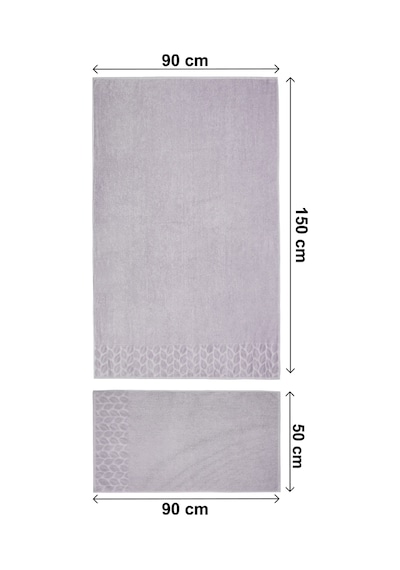 Hazal %100 Pamuklu Kutulu 4'lü Banyo Havlu Seti Hamam Takımı 50x90 - 90x150 Antrasit-krem - 00081 Antrasit