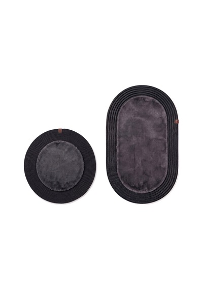 Banyo Paspası Takımı 60x100+60x60 Cm Düz Antrasit Gri & Siyah