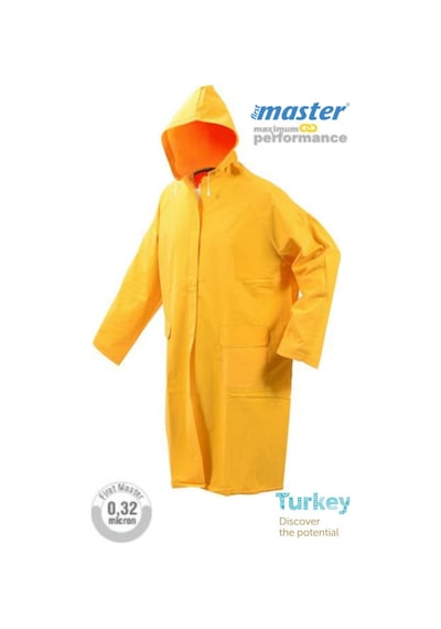 Master Pvc Polyester Balıkçı Kapşonlu Pardösü Yağmurluk Xxl