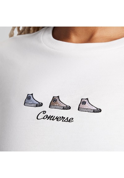 Converse High Tops Kadın Nakışlı Krem T-shirt