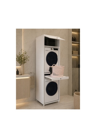 Next Çamaşır&kurutma Makinesi Dolabı Mdf Beyaz Banyo Çok Amaçlı Dolap Beyaz - 883459221 Beyaz