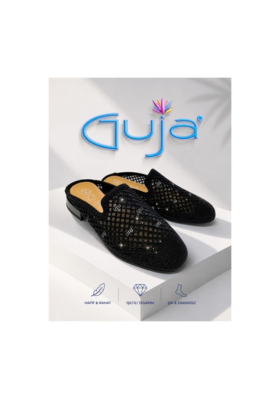 Guja 26y467-7 Hasır Görünümlü Taşlı Terlik Siyah - 879412437 Siyah