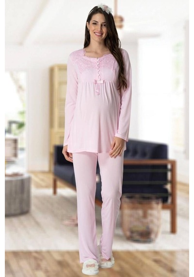 Mecit Pijama Mecit 5414 Bayan Pembe Hamile Lohusa Pijama Takımı 001