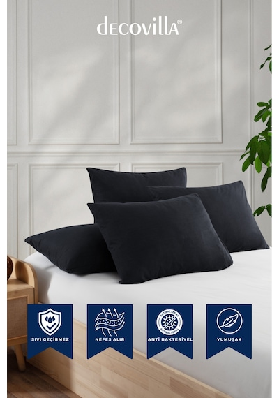 Micro Fermuarlı Yastık Alezi Sıvı Geçirmez 2 Li Set Yastık Koruyucu 50x70 Antrasit