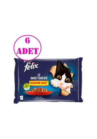 Felix Sığır Etli Ve Tavuklu Yetişkin Kedi Maması 4x85 Gr 6 Ad
