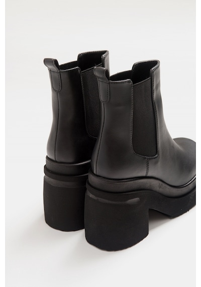 Luvishoes Emma Siyah Cilt Kadın Bot Siyah