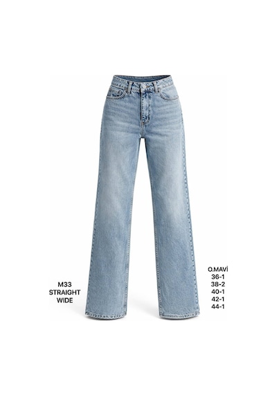 Miss Poem Kadın Mavi Straight Wide Jean Pantolon