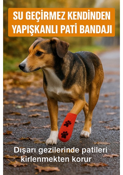 Pati Bandajı Ayakkabı Köpek Ve Kedi İçin Tüy Dostu Su Geçirmez Kendinden Yapışan Bandaj