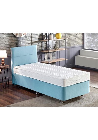 Nironyatak Niron Cozy 100 x 200 CM Tek Kişilik Yatak Seti - Mavi Kumaş Baza, Başl
