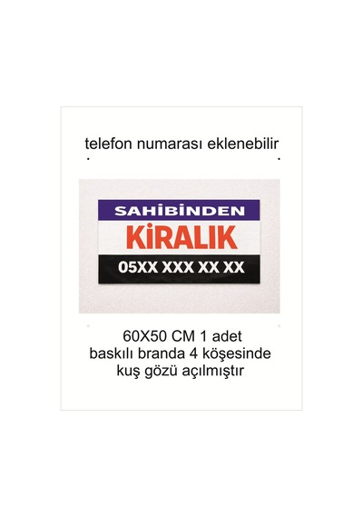 Baskılı Branda Sahibinden Kiralık 60x50 Cm 1 Adet