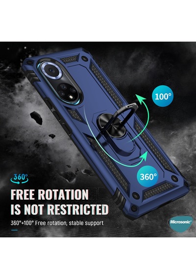 Microsonic Huawei Nova 9 SE Kılıf Military Ring Holder Gold