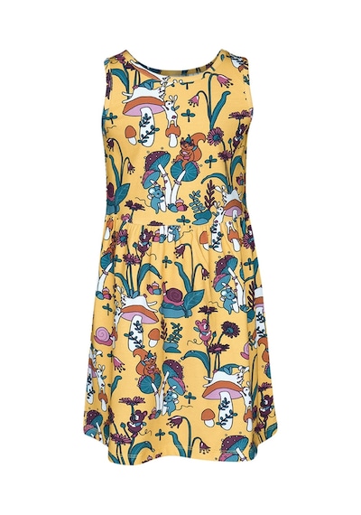 Lovetti Kız Çocuk Cheerful Mushroms Desen Kolsuz Elbise 5757-125 Çok Renkli