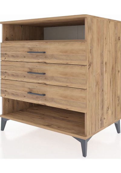 Kronos Şifonyer Tek Raflı 3 Çekmeceli 88x59x96 Çam-çam Çam
