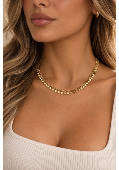 14k Altın Renk Pul Kolye