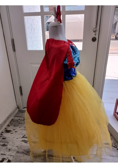 Watca Butik Çocuk Sarı Pamuk Prenses Kostüm Seti 2 -12 Yas Kırmızı Mavi Sarı