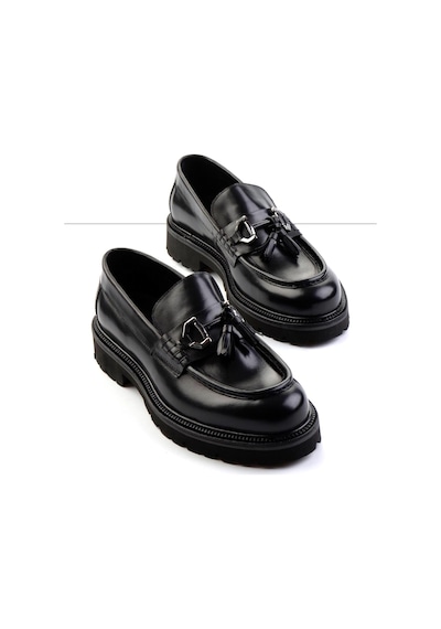 Bambi Siyah Leather Erkek Loafer Ayakkabı E01901494141 Siyah
