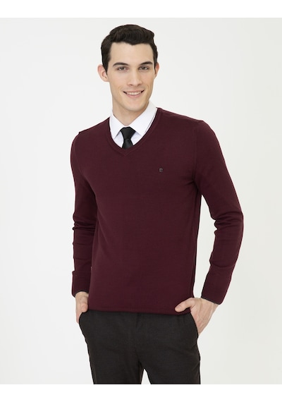 Pierre Cardin Erkek Bordo Triko Kazak 50248554-vr014 Bordo