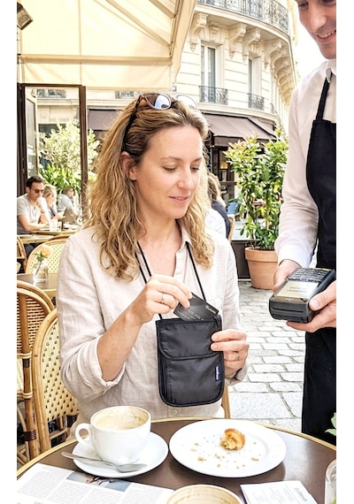 Travel Check Seyahat Güvenlik Boyun Para Çantası Kesesi Siyah