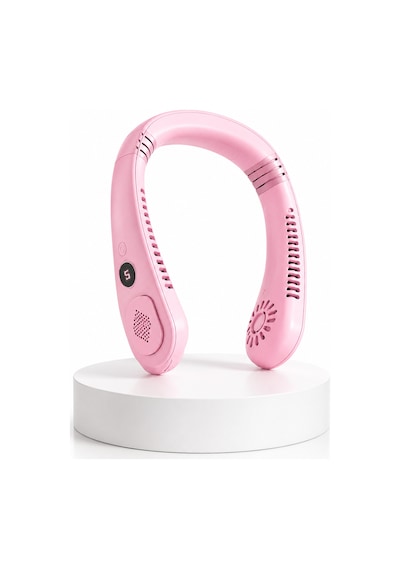 Pembe Boyun Tipi Fan Usb Şarjlı Hafif Tasarım Güçlü Hava Üflemeli Serinletici - Lisinya
