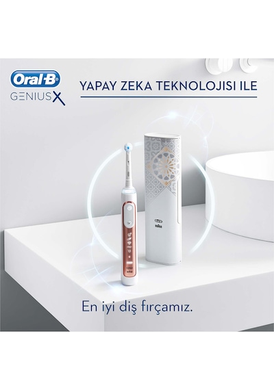 Oral-B Genius X AI Şarj Edilebilir Diş Fırçası Rose Gold + 4 Başlık + Seyehat Çantası
