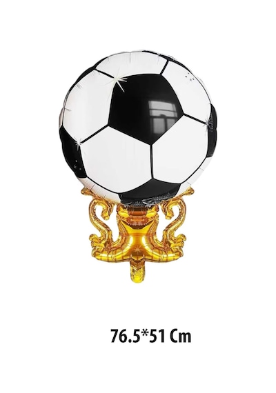 Futbol Topu Ve Kupa Şeklinde Folyo Balon 76,5x51 Cm Gold Siyah Şampiyonluk Balonu Siyah - Beyaz