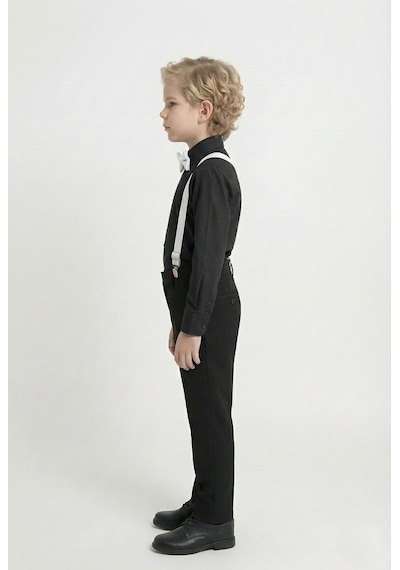 Mnk Baby & Kids Renkli Gömlekli Erkek Çocuk Takım M00788 Siyah - Beyaz