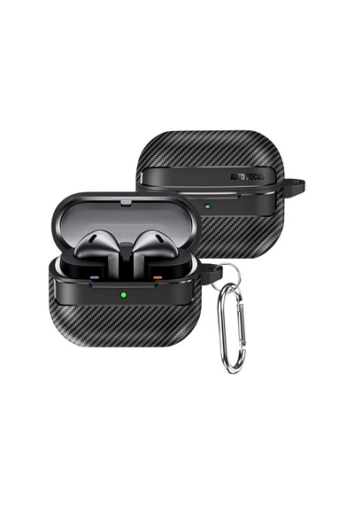 Samsung Galaxy Buds3 / Galaxy Buds3 Pro Ve Galaxy Buds 3 Fe Uyumlu Karbon Fiber Hybrid Polymer Technology Kulaklık Kılıfı Siyah