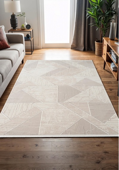 Armada Ad003g Gri Halı Modern Geometrik Detaylı Akrilik Tozu Az Salon Halısı Yatak Odası Karidor